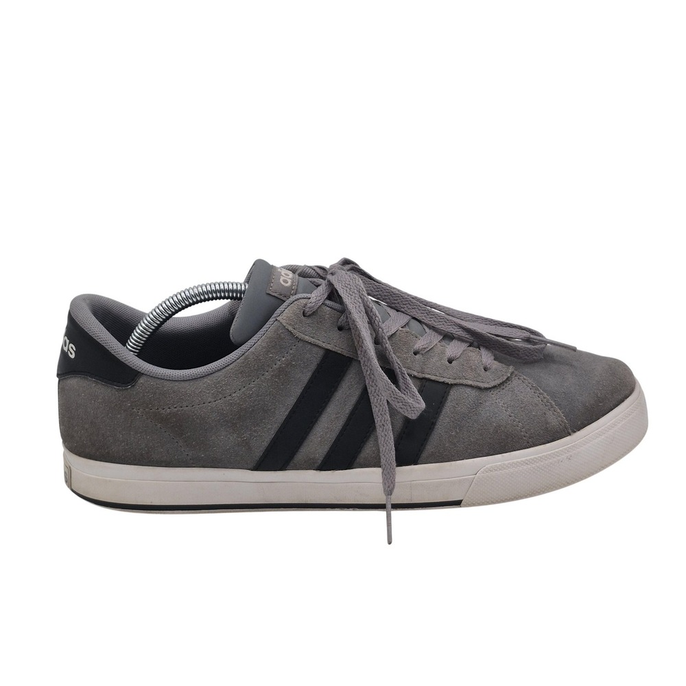 Adidas Shoes Mens Size 11 Gray Suede 3‎ Stripe Low Top Casual Sneakers AW4572